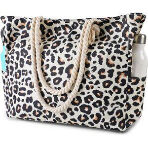Beach Bag for Women Leopard Print